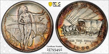 1939 50C Oregon MS67+