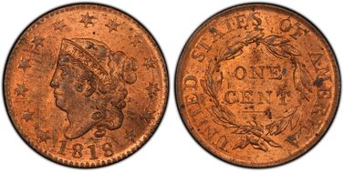 1818 1C MS63+ RD