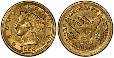 1853-D $2.50 MS61