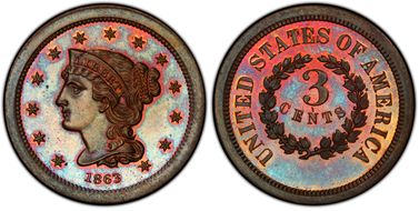 1863 3C J-319 Original PR65RB