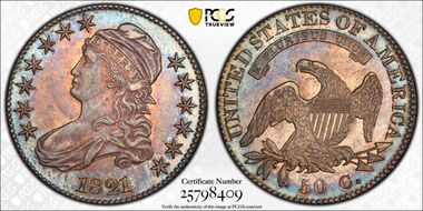 1821 50C O-105a MS63