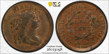 1808 1/2C C-3 MS62BN