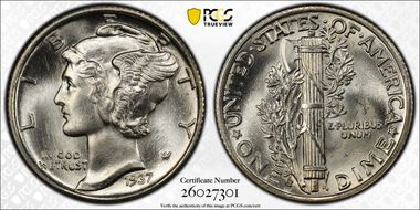 1937-S 10C DDO, FS-101 MS66