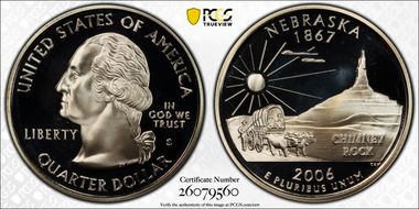 2006-S 25C Nebraska Silver PR70DCAM