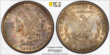 1878 7TF $1 R79 VAM 203 Short Leaf MS62
