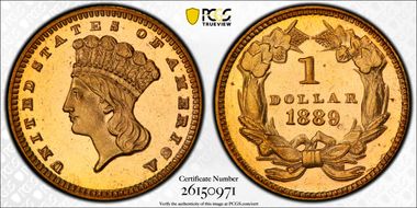 1889 G$1 PR65CAM