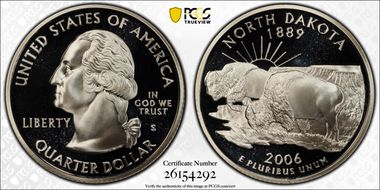 2006-S 25C North Dakota Silver PR70DCAM