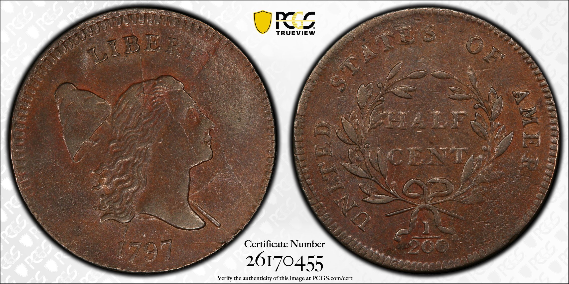 1797 1 above 1 Liberty Cap Right Half Cent