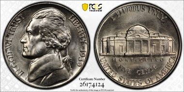 1939 5C Reverse of 1938 MS67