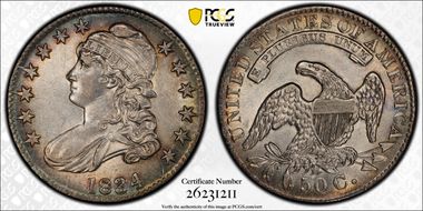 1834 50C O-101, Lg Date, Lg Letters AU55