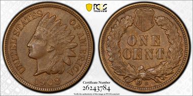 1908-S 1C AU58+ BN