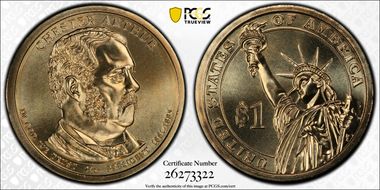 2012-P $1 Chester Arthur Position B MS68+