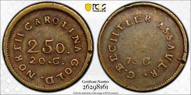 (1831-34) $2.50 C. Bechtler, 75G and Star XF40