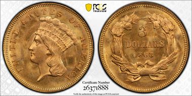 1863 $3 MS66+