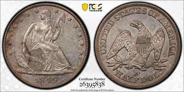 1849-O 50C WB-11 Large O AU53