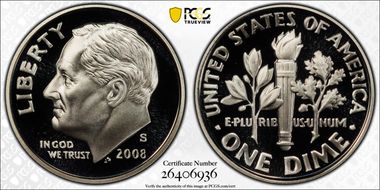 2008-S 10C Silver PR70DCAM