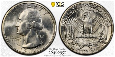 1934 25C Medium Motto MS64