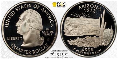 2008-S 25C Arizona Silver PR70DCAM