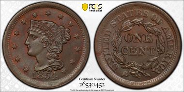 1854 1C Newcomb 16 MS65BN