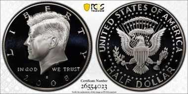 2008-S 50C Silver PR70DCAM