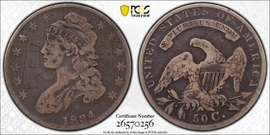 1834 50C O-112 Sm Date, Sm Letters N1