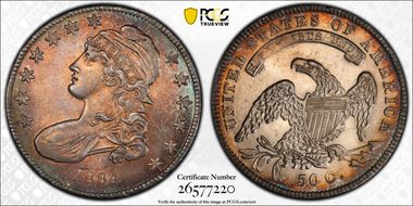 1834 50C O-114 Sm Date, Sm Letters MS64