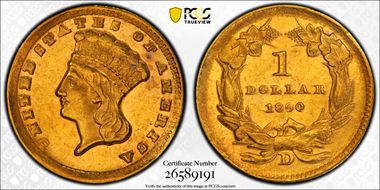 1860-D G$1 MS62