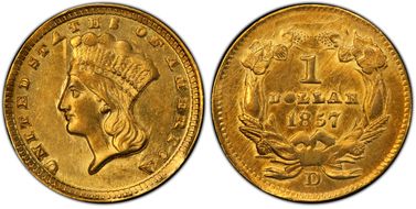 1857-D G$1 MS61