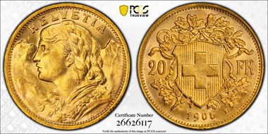 1905 B 20 Fr KM-35.1  Au MS64