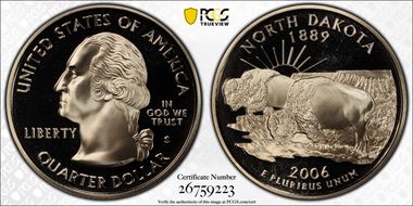 2006-S 25C North Dakota PR70DCAM