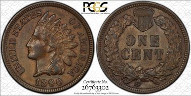 1890 1C AU58+ BN