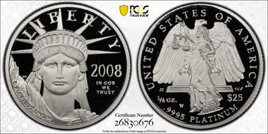2008-W $25 Statue of Liberty PR70DCAM