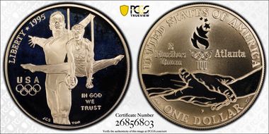 1995-P $1 Gymnastics PR70DCAM