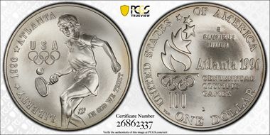 1996-D $1 Tennis MS70