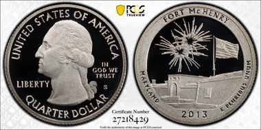2013-S 25C Fort McHenry NP - Silver First Strike PR70DCAM