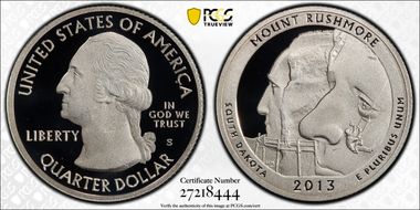 2013-S 25C Mount Rushmore NP-Silver First Strike PR70DCAM
