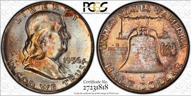 1956 50C Obv Die Clash FS 402 MS66+ FBL