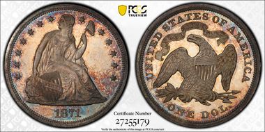 1871 $1 PR66CAM