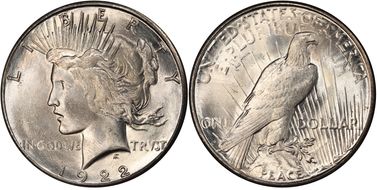 1922-S $1 VAM 10, Extra Ray MS64+
