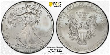 2013 $1 Silver Eagle First Strike Mercanti Signature MS70