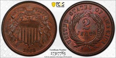 1868 2C MS64BN