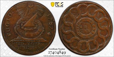 1787 Fugio 1C Newman 1-B, Cross After Date AU53BN