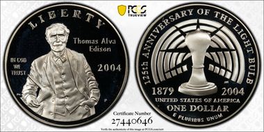 2004-P $1 Edison PR70DCAM