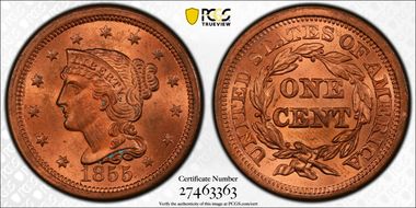 1855 1C Upright 55 MS65RD