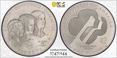 2013-W $1 Girl Scouts - 100th Ann First Strike MS70