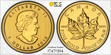 2013 $1 Maple Leaf/Au MS69