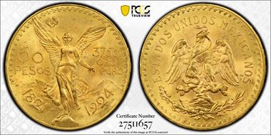 1924 50 Peso KM-481  Au MS64