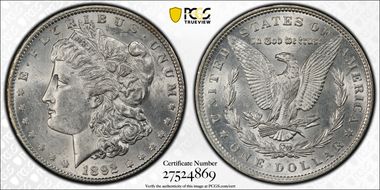 1892 $1 AU58