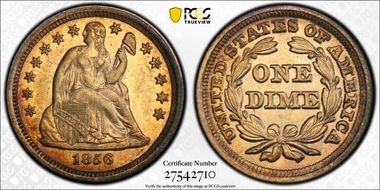 1856 10C Small Date, F-109 AU58