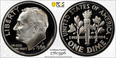 1968-S 10C PR70DCAM